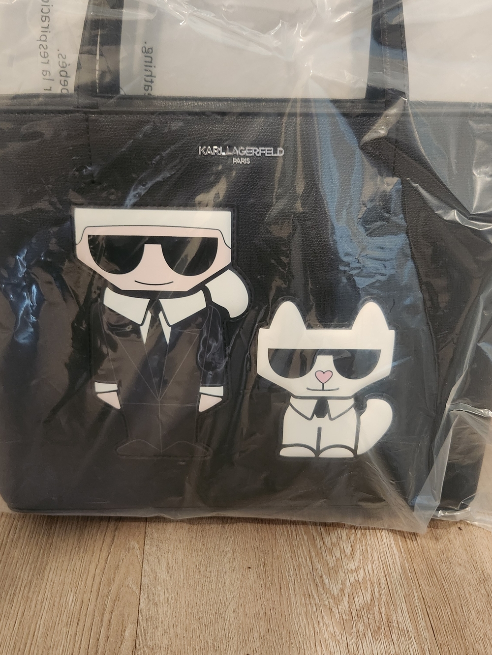 Karl Lagerfeld Black Tote with Character Patch Duo